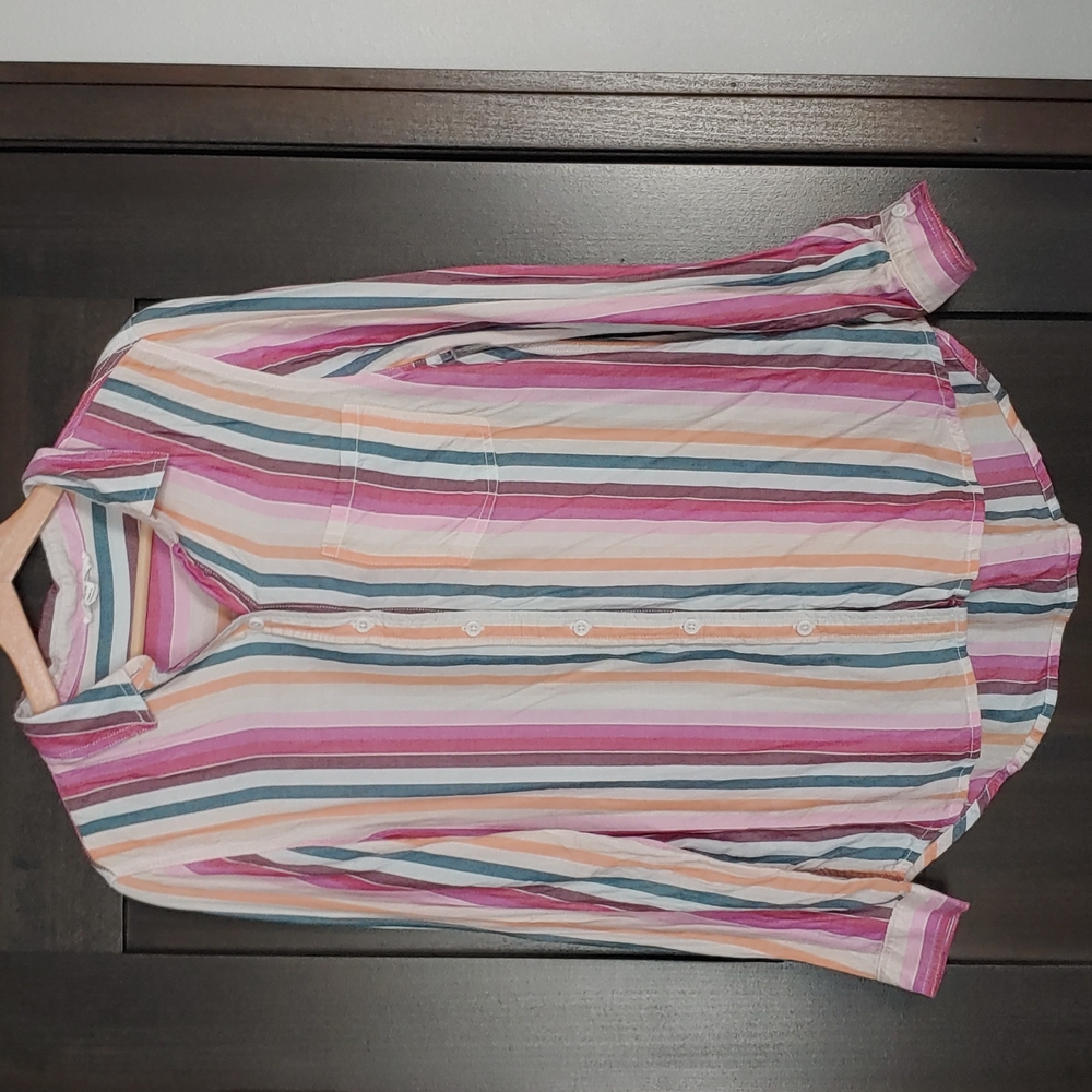 Striped Tunic Button Down Top
